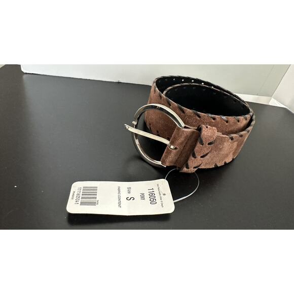NWT Carlisle Brown Suede Genuine Leather Wide Belt western Boho Whipstitch sz S - Picture 4 of 7